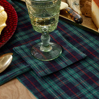 Henrietta Mini Plaid Cocktail Napkins, Set of 4 - Green Multi,Green Multi