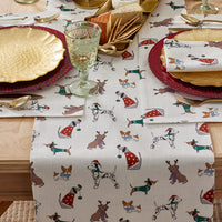 Holiday Pup Table Runner - White Multi, 16 in. x 90 in.,White Multi