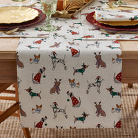 Holiday Pup Table Runner - White Multi, 16 in. x 90 in.,White Multi