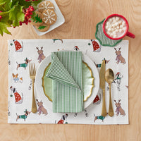 Holiday Pup Placemats, Set of 4 - White Multi,White Multi