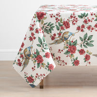 Elegant Pheasant Tablecloth - White Multi, 70 in. x 90 in.,White Multi