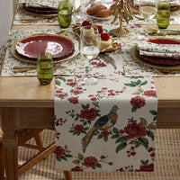 Elegant Pheasant Reversible Table Runner - White Multi, 16 in. x 90 in.,White Multi