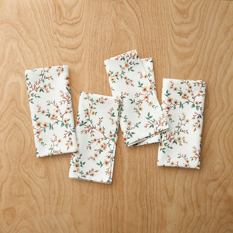 Elegant Pheasant Napkins, Set of 4 - White Multi,White Multi