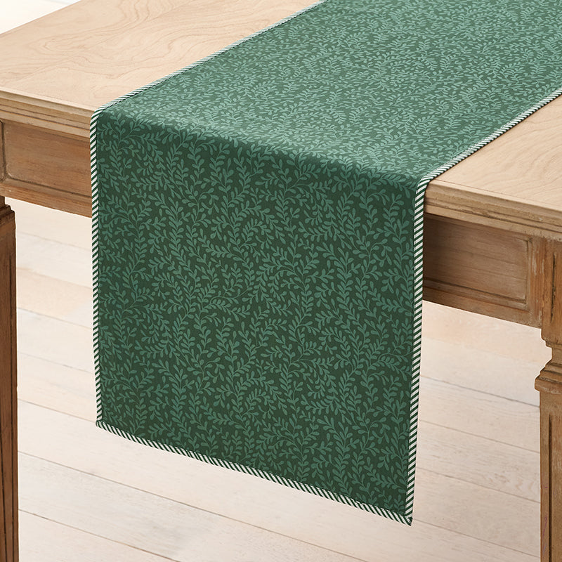 Holiday Vine Stripe Reversible Table Runner - Green, 16 in. x 90 in.,Green