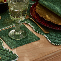Holiday Vine Stripe Reversible Cocktail Napkins, Set of 4 - Green,Green