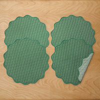 Stripe Dot Scallop Reversible Round Placemats, Set of 4 - Green,Green