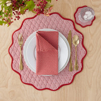 Stripe Dot Napkins, Set of 4 - Red,Red