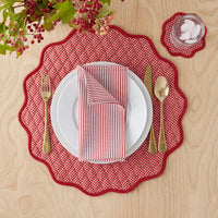 Stripe Dot Napkins, Set of 4 - Red,Red