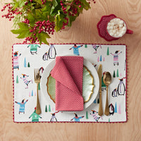 Stripe Dot Napkins, Set of 4 - Red,Red