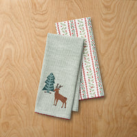 Embroidered Tea Towels, Set of 2 - Stripe & Vine,Stripe & Vine
