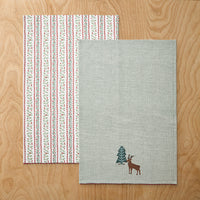 Embroidered Tea Towels, Set of 2 - Stripe & Vine,Stripe & Vine