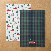 Embroidered Tea Towels, Set of 2 - Cars & Dogs,Cars & Dogs