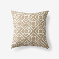 Indoor/Outdoor Toss Pillow - Textured Fretwork Sand, 16 in. x 16 in.,Textured Fretwork Sand