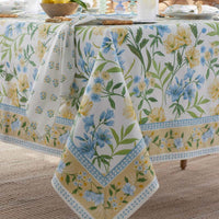 Garden Floral Cotton Tablecloth - Gardenia Mist, 70 in. x 90 in.,Gardenia Mist