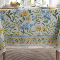Garden Floral Cotton Tablecloth - Gardenia Mist, 70 in. x 90 in.,Gardenia Mist