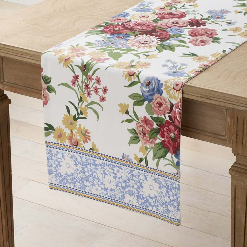 Garden Floral Cotton Table Runner - Natures Bouquet, 16 in. x 90 in.,Nature's Bouquet