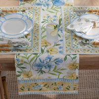Garden Floral Cotton Table Runner - Gardenia Mist, 16 in. x 90 in.,Gardenia Mist