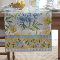 Garden Floral Cotton Table Runner - Gardenia Mist, 16 in. x 90 in.,Gardenia Mist