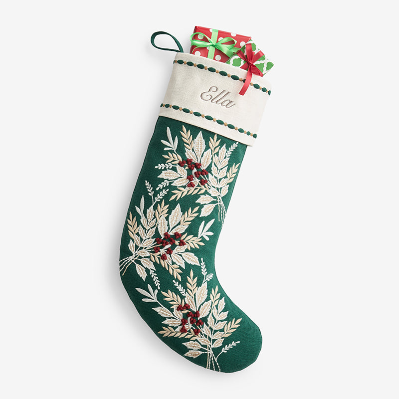 Holiday Stocking - Berry Leaf,Berry Leaf