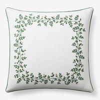 Climbing Vines Embroidered Decorative Square Pillow Cover - Green/White,Green/White