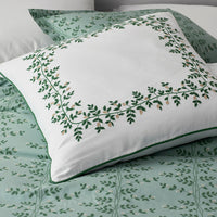 Climbing Vines Embroidered Decorative Square Pillow Cover - Green/White,Green/White