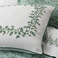 Climbing Vines Embroidered Decorative Square Pillow Cover - Green/White,Green/White