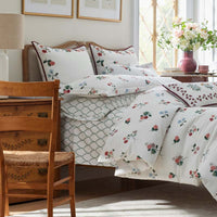 Dahlia Embroidered Decorative Square Pillow Cover - Ivory, 26 in. x 26 in.,Cream Multi