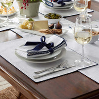 Pom Fringe Table Runner - Blue, 16 in. x 108 in.,Blue