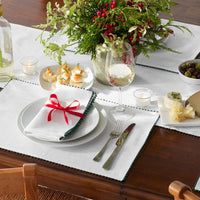 Pom Fringe Table Runner - Green, 16 in. x 90 in.,Green