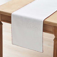 Pom Fringe Table Runner - Red, 16 in. x 90 in.,Red