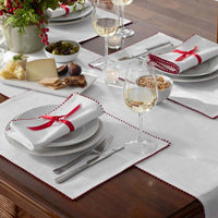 Pom Fringe Table Runner - Red, 16 in. x 90 in.,Red