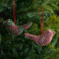 Holiday Chic Reversible Ornaments, Set of 2 - Birds,Birds