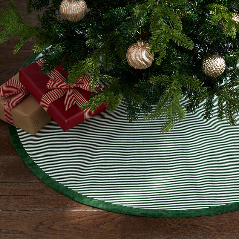 Stripe Dot Reversible Tree Skirt - Green,Green