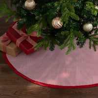 Stripe Dot Reversible Tree Skirt - Red,Red