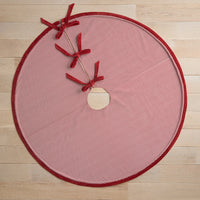 Stripe Dot Reversible Tree Skirt - Red,Red
