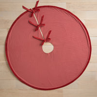 Stripe Dot Reversible Tree Skirt - Red,Red
