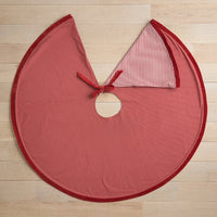 Stripe Dot Reversible Tree Skirt - Red,Red