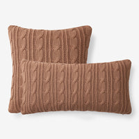 Chunky Cable Knit Decorative Pillow Cover - Caramel,Caramel