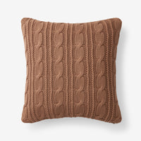 Chunky Cable Knit Decorative Pillow Cover - Caramel,Caramel