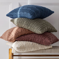 Chunky Cable Knit Decorative Pillow Cover - Rose,Rose