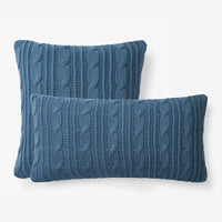 Chunky Cable Knit Decorative Pillow Cover - Denim Blue,Denim Blue