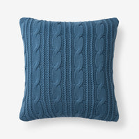 Chunky Cable Knit Decorative Pillow Cover - Denim Blue,Denim Blue