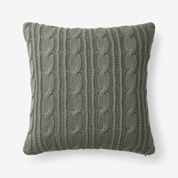 Chunky Cable Knit Decorative Pillow Cover - Khaki/Green,Khaki/Green