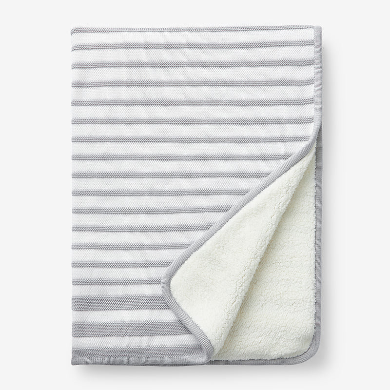 Stripe Knit Baby Blanket - Gray,Gray
