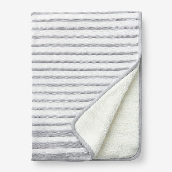 Stripe Knit Baby Blanket - Gray,Gray