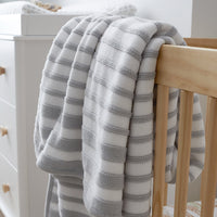 Stripe Knit Baby Blanket - Gray,Gray