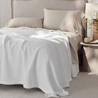 Garter Stitch Blanket - White, Twin/Twin XL,White