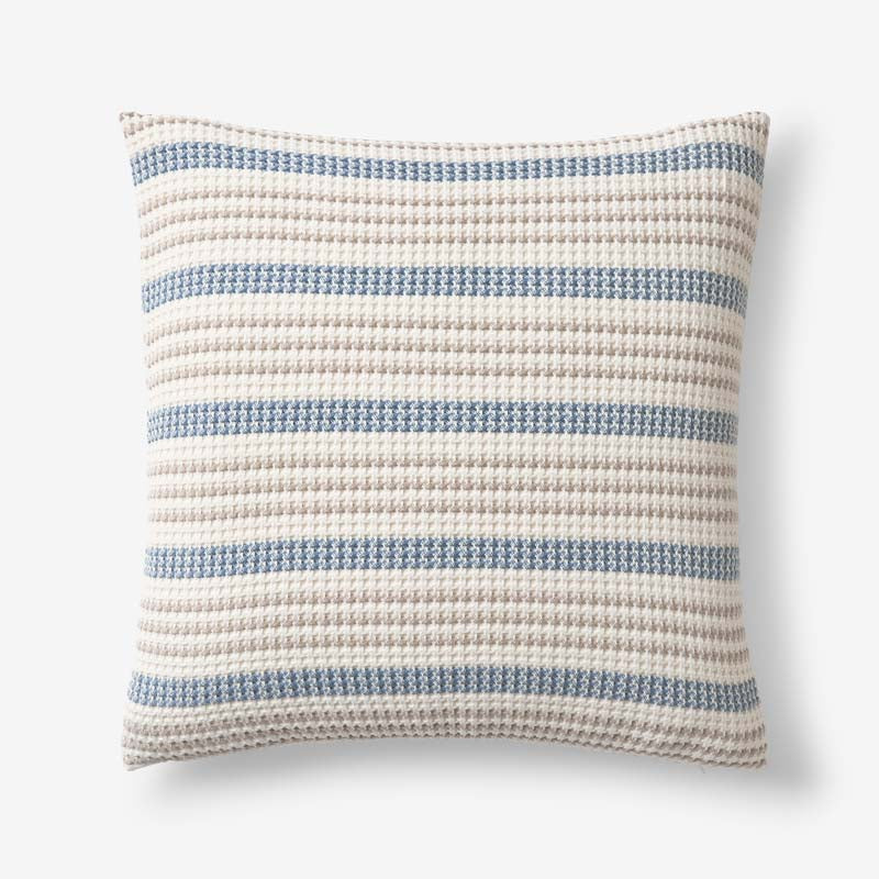 Cadence Stripe Decorative Square Pillow Cover - Blue Taupe, 20 in. x 20 in.,Blue Taupe