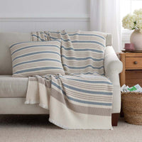 Cadence Stripe Decorative Square Pillow Cover - Blue Taupe, 20 in. x 20 in.,Blue Taupe