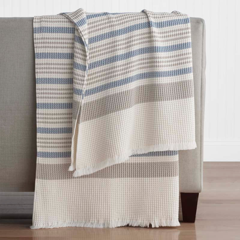 Cadence Stripe Throw - Blue Taupe,Blue Taupe